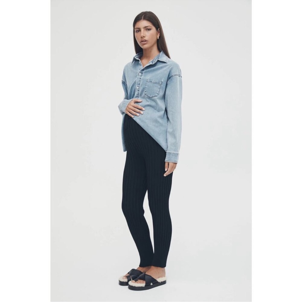 Legoe Heritage Luxe Ribbed‎ Maternity Pants Stretchy Pull On Size 1 (medium)